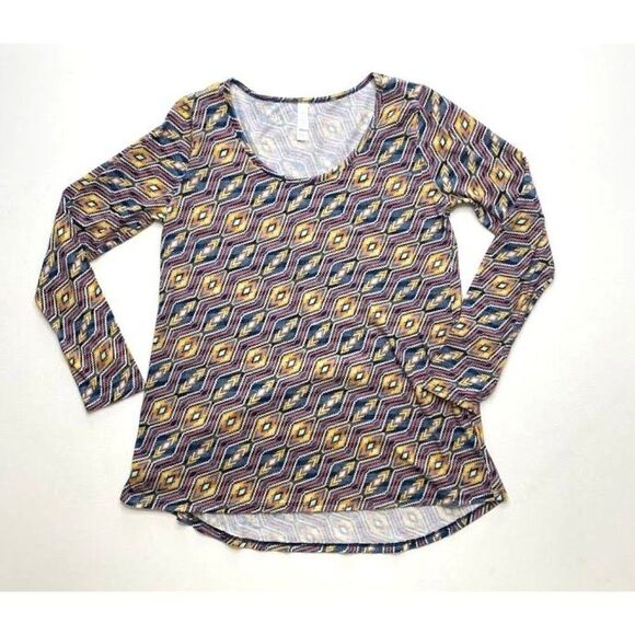 LuLaRoe Lynnae Multicolor Geometric Long Sleeve Top Sz Small NEW - Picture 4 of 9